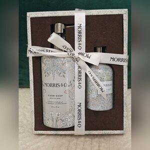 Morris & Co English Pear Hand Soap & Room Spray Set – Glass Bottles with Metal